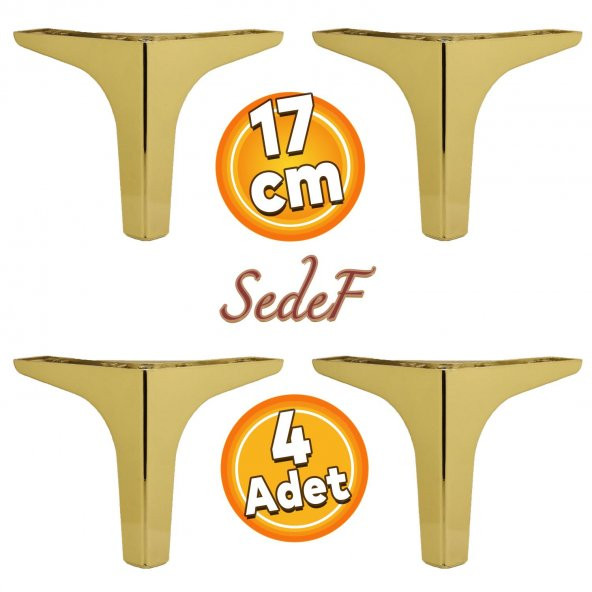 Sedef Lüks Mobilya Kanepe Tv Ünitesi Konsol Koltuk Ayağı 17 Cm Gold Ayakları 4 Adet