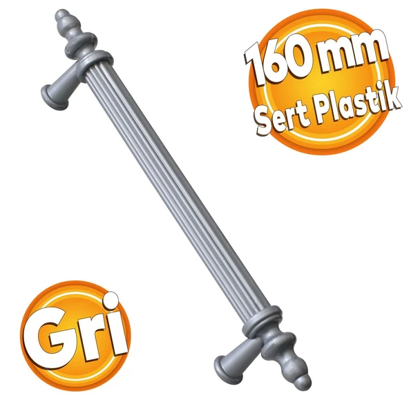 Polavit 160 Mm (SERT PLASTİK) Gri Mobilya Çekmece Mutfak Dolap Dolabı Kulpu Kulbu Kulpları (5 ADET) - 7
