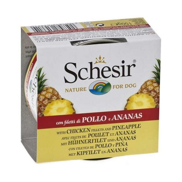 Schesir Fruit Tavuk Ve Ananaslı Yetişkin Köpek Konservesi 150 Gr X 6 Adet