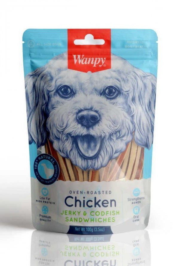 Wanpy Oven Roasted Tavuklu Morina Balıklı Sandviç Köpek Ödül Maması 100 Gr ürün görseli