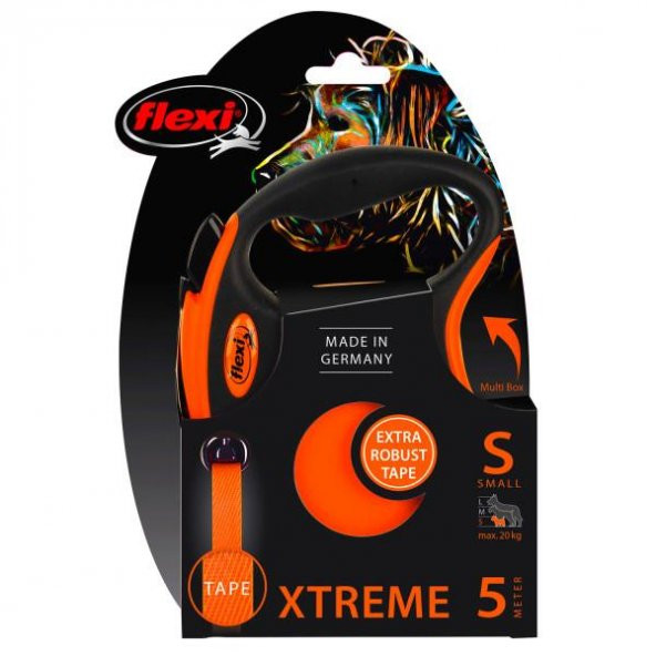 Flexi XTreme Otomatik Şerit Turuncu Köpek Gezdirme Kayışı Small 5 Metre