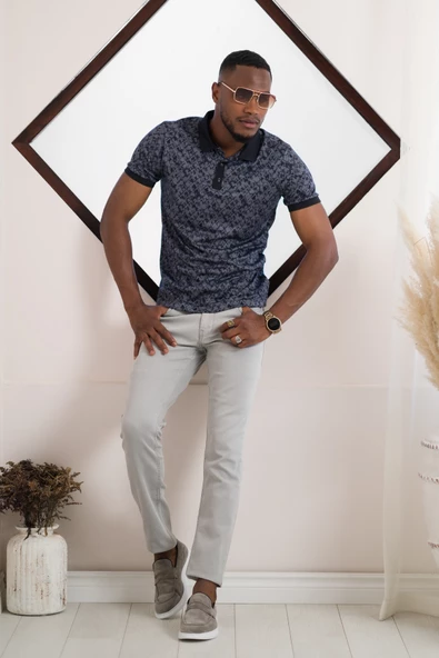 Polo Yaka Dynamıc Fit Baskı Desenli Çıt Çıt Detaylı Kısa Kol Erkek Yazlık T-shirt - 12