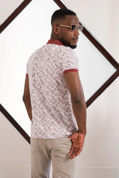 Polo Yaka Dynamıc Fit Baskı Desenli Çıt Çıt Detaylı Kısa Kol Erkek Yazlık T-shirt - 4