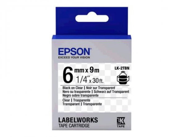 Epson LK-3TBN Clear Siyah Üzeri Beyaz 9MM 9Metre Etiket