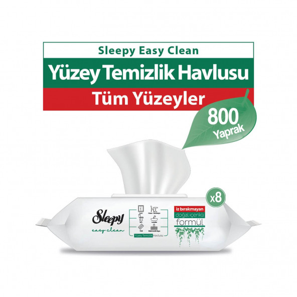 Sleepy Easy Clean Yüzey Temizlik Havlusu 100' Lü 8 Paket
