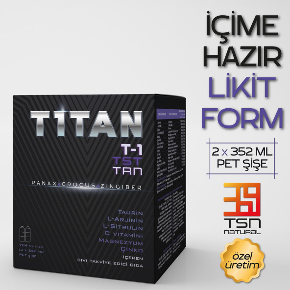 TİTAN - Taurin, L-Arjinin, L-Sitrulin, C Vitamini,Magnezyum, Çinko İçeren, Sıvı Takviye Edici Gıda