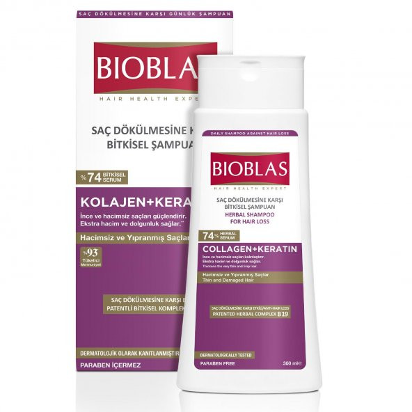 Bioblas Saç Dökülmesine Karşı Şampuan Collagen + Keratin 360 ml