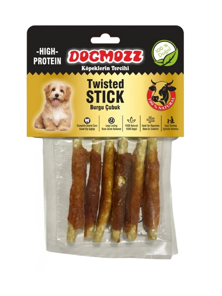 DogMozz Crunchy Sargılı Deri Burgu Çubuk 6 Adet