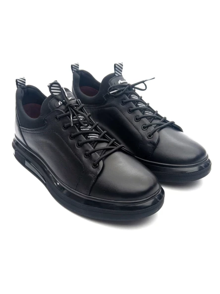 Marcomen 18366 Erkek Streç Hakiki Deri Siyah Casual Ayakkabı - 2