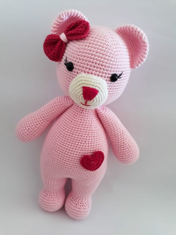 Pembe Sevimli Ayıcık Amigurumi Organik Oyuncak - 2