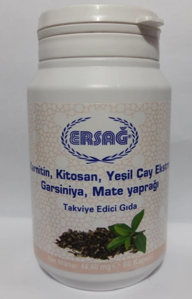 Ersağ L-Karnitin, Kitosan, Yeşil Çay Ekstresi, Garsiniya, Mate Yaprağı, Paprika İçeren Gıda Takviyesi