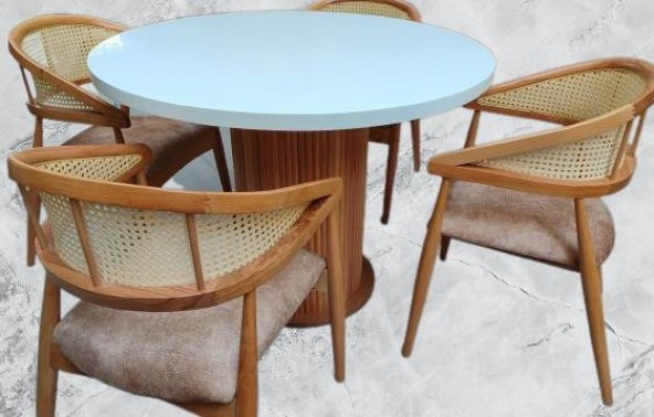 Masa 90184 MODERN Anıt 110 Hasır Sandalye TK Model MDF Tabla Beyaz Renk El yapı - 7