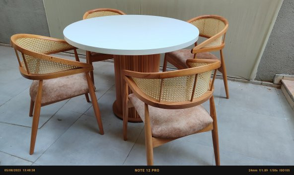 Masa 90184 MODERN Anıt 110 Hasır Sandalye TK Model MDF Tabla Beyaz Renk El yapı - 9