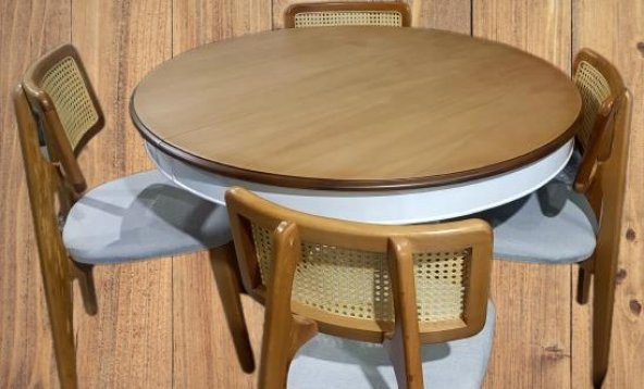 Masa Sandalye 90180 Tk Ihlamur Baba Ayak Model MDF Tabla 100cm Beyaz Ceviz ElYapı - 6