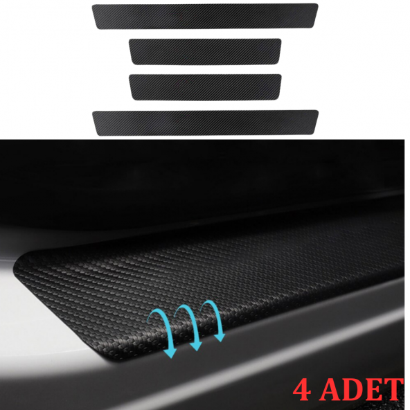 Araç İçi Karbon Kapı Eşik Bandı Kapı Eşiği Folyo Orijinal Hava Kanallı İthal 4Lü Set