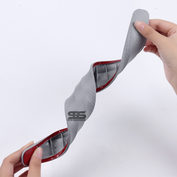 Tampon Koruma Gri Karbon Kabartma Şerit Seti 2li Tampon Koruyucu Şerit Her Araca Uyumludur - 4