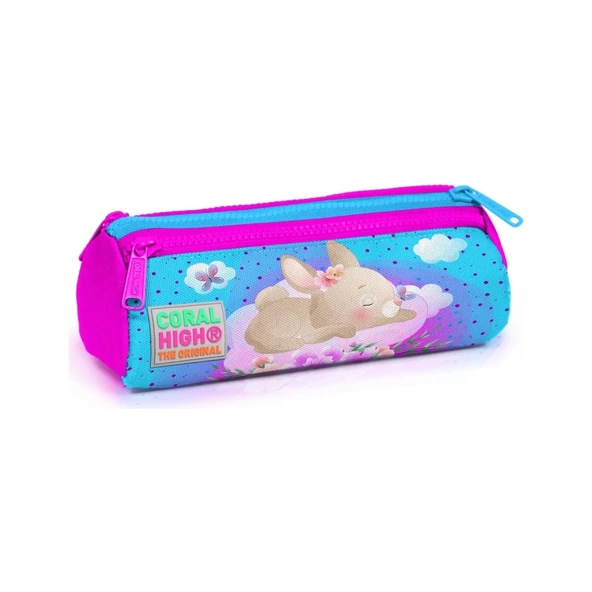Coral High Pembe Mavi Tavşan Desenli Beslenme Okul Çantası Kalemlik - 3