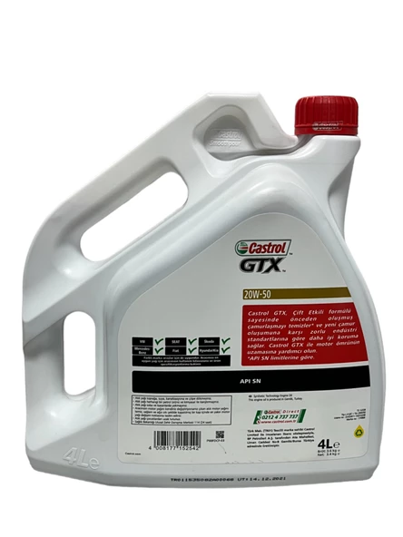 Castrol GTX 20W-50 Motor Yağı 4 Litre - 3