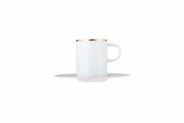 Porland Glamorous Turkuaz Tabaklı Kahve Fincanı 8Scc  04A+P021741 - 2