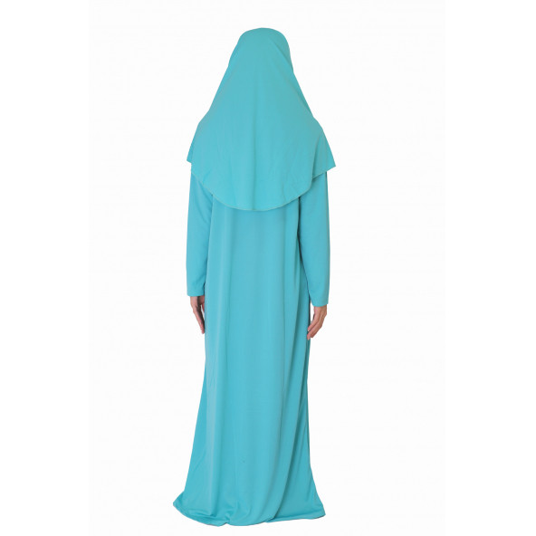 CAM GÖBEĞİ MAVİSİ FERMUARLI NAMAZ ELBİSESİ