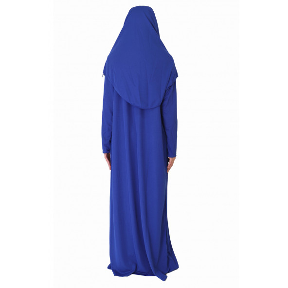 KOYU MAVİ FERMUARLI NAMAZ ELBİSESİ