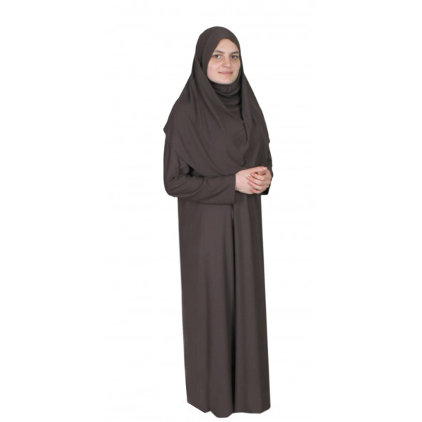 KOYU KAHVERENGİ FERMUARSIZ NAMAZ ELBİSESİ