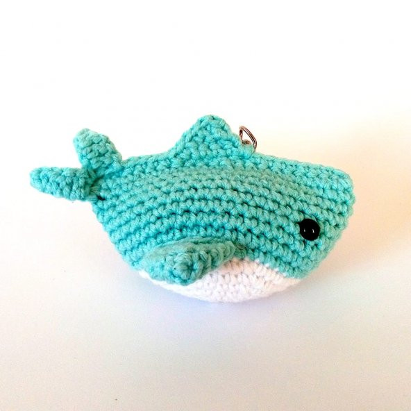 Maskot Köpekbalığı Amigurumi Organik Anahtarlık Oyuncak - 2