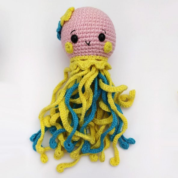 Sevimli Ahtapot Amigurumi Organik Oyuncak