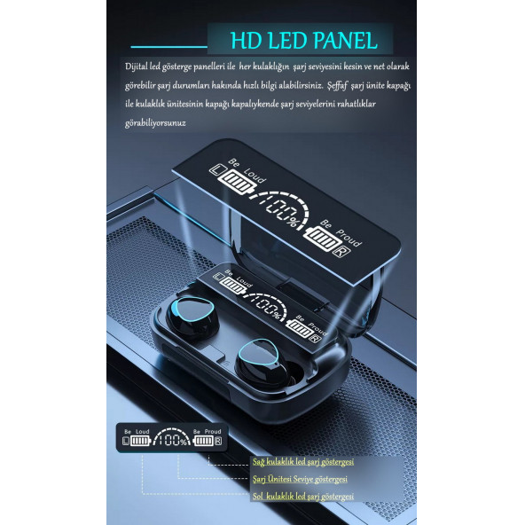 TT Damix M10 Bluetooth Kablosuz Led Gösterge Panelli Kulak İçi Oyuncu Kulaklığı - 5