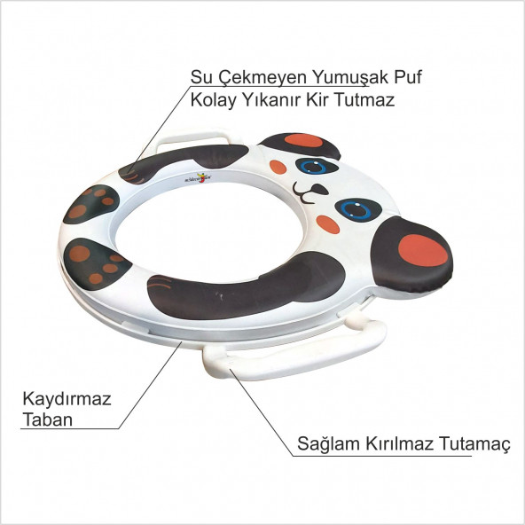 Çocuk Bebek Yumuşak Puf Köpekli Wc Tuvalet Hela Tualet Klozet Kapağı Oturağı Adaptörü Lazımlık Ördek - 3