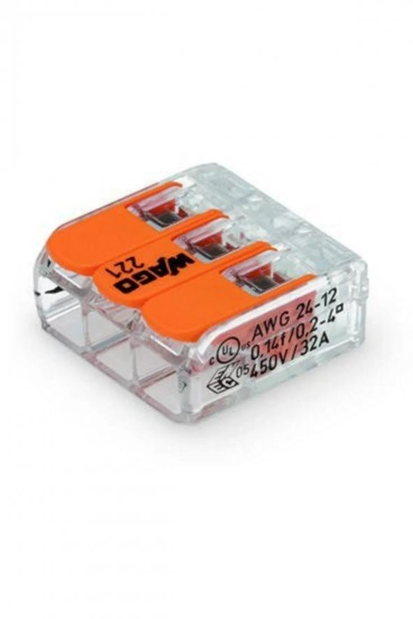Wago Çok Amaçlı Konnektör 3x4mm (50ad) WAG221413 - 3