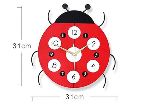 Uğur Böceği Temalı Duvar Saati Yapıştırmalı Sticker