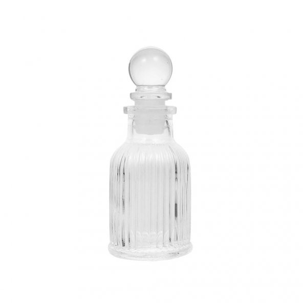 5 Adet 10cm Çizgili Top Kapaklı Cam Şişe 40ml