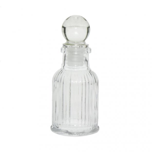 5 Adet 10cm Çizgili Top Kapaklı Cam Şişe 40ml - 2
