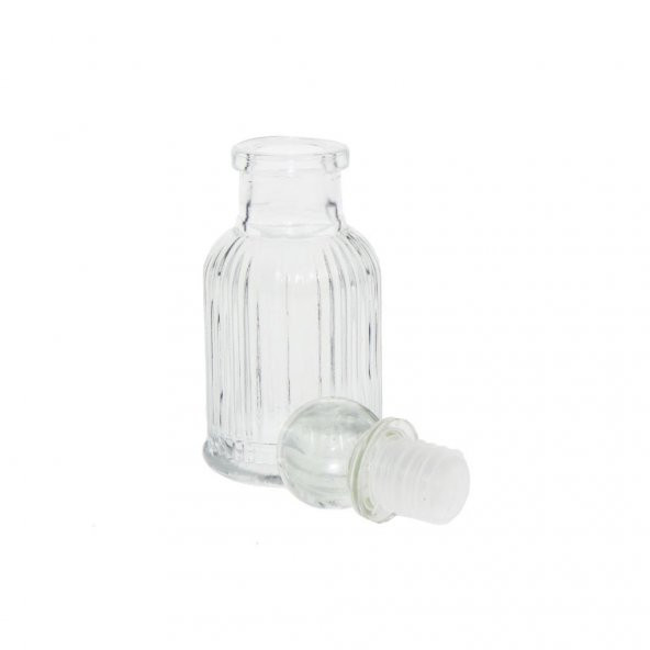 5 Adet 10cm Çizgili Top Kapaklı Cam Şişe 40ml - 3
