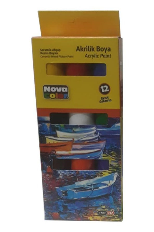 Akrilik Boya 12 Renk 17 ml 1 Paket Akrilik Boya Seti 12 li Ahşap Tuval Taş Ağaç Boyamalar İçin İdea Boyama Seti - 3