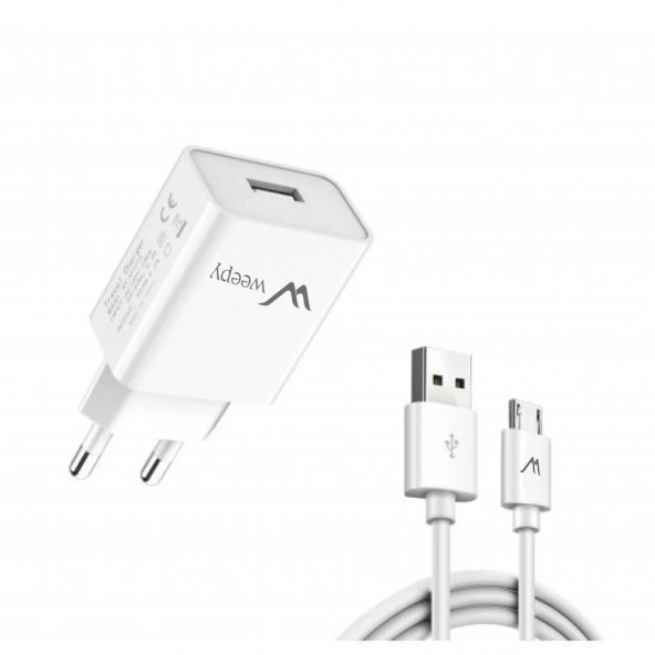 Weepy WPY-065 Akım Korumalı Hızlı Şarj Adaptörü 4.1 A 22 W Micro USB