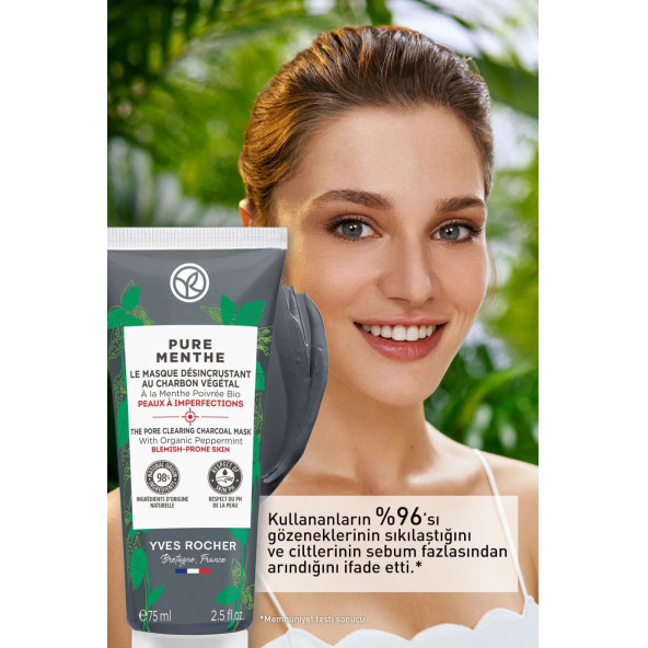 Karma, Yağlı Ve Akneye Eğilimli Ciltler Için Pure Menthe Kömür Maske-75 ml - 3