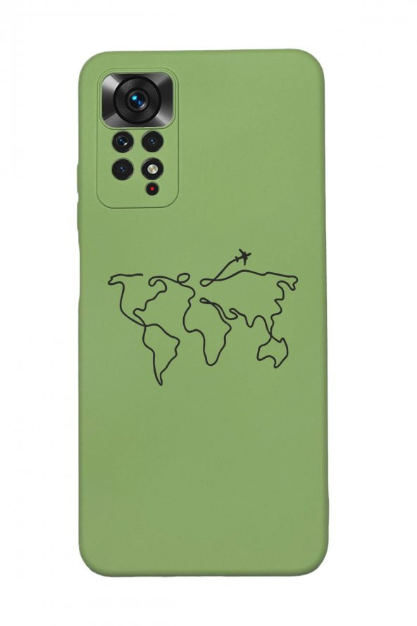 Xiaomi Redmi Note 11 Pro Uyumlu Dünya Harita Rotalı Desenli Premium Silikonlu Lansman Telefon Kılıfı