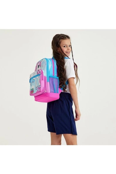 Coral High Kids Mavi Neon Pembe Unicorn Desenli 2'li Okul Çanta Seti - Kız Çocuk - Resim 2