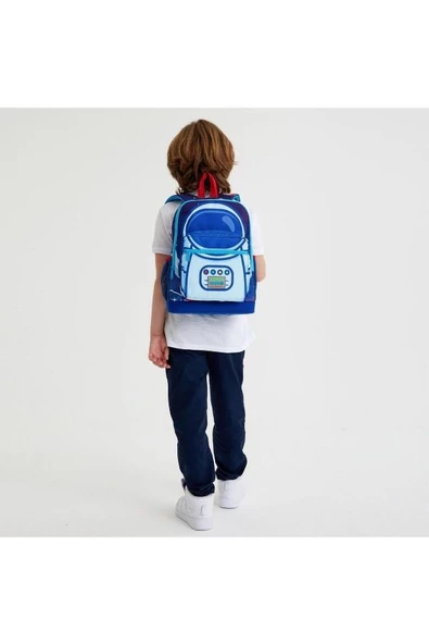 Coral High Kids Saks Mavi Astronot Desenli 2'li Okul Çanta Seti - Erkek Çocuk - Resim 2