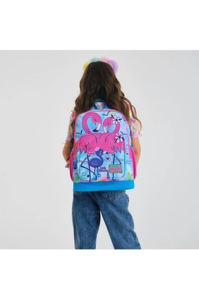 Coral High Kids Mavi Pembe Flamingo Desenli 2'li Okul Çanta Seti - Kız Çocuk - Resim 2
