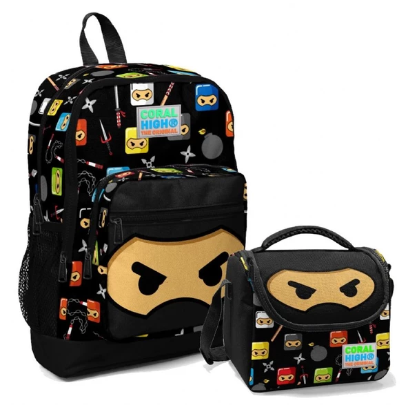Coral High Ninja Baskılı Erkek Çocuk İlköğretim Okul Sırt Çantası ve Beslenme Çanta Seti