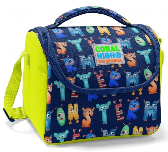 Coral High Okul Çantası ve Termal Beslenme Çanta Seti - Erkek Çocuk Sevimli Harfler USB ve AUX Çıkışlı - Resim 4