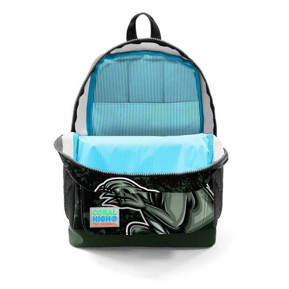 Coral High Erkek Çocuk İlkokul Okul Sırt Çantası ve Beslenme Seti - Siyah Yeşil Dinazor - Resim 3