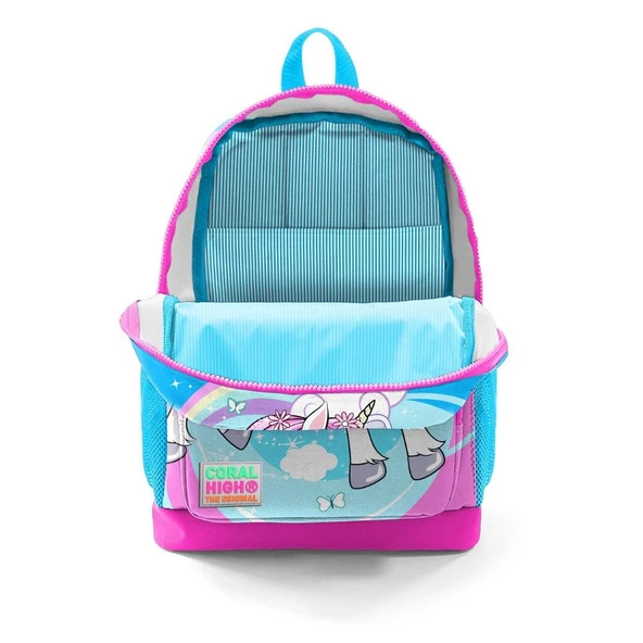 Coral High Mavi Unicorn Kız Çocuk İlköğretim Okul Sırt Çantası ve Beslenme Çanta Seti - Resim 3