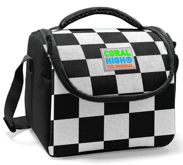 Coral High Erkek Çocuk İlkokul Okul Sırt Çantası ve Beslenme Çanta Seti - Siyah Damalı - Resim 4