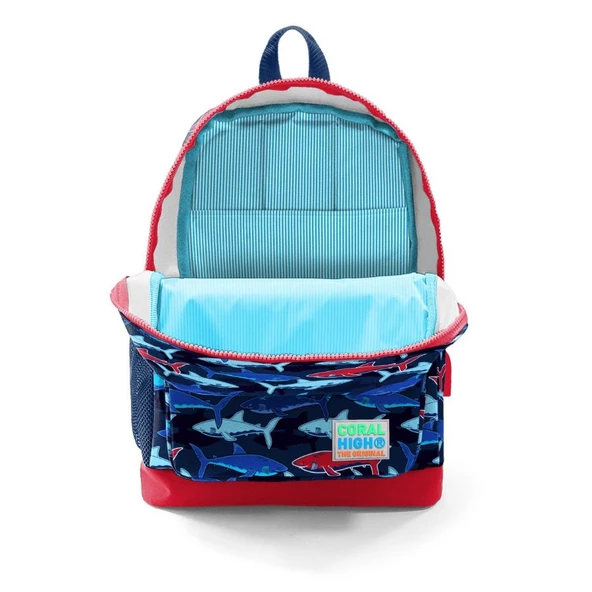Coral High Okul Çantası ve Termal Beslenme Çanta Seti - Erkek Çocuk Mavi Köpekbalığı USB ve AUX Çıkışlı - 3