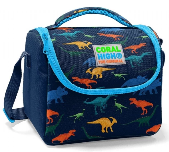 Coral High Okul Çantası ve Beslenme Çantası Seti - Erkek Çocuk Lacivert Dinazor - USB Soketli - Resim 4