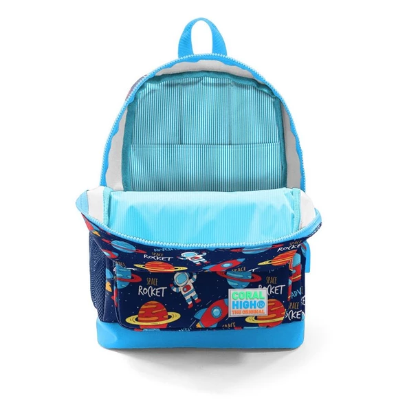 Coral High Okul Çantası ve Beslenme Çantası Seti - Erkek Çocuk Mavi Lacivert Uzay - USB Soketli - Resim 3